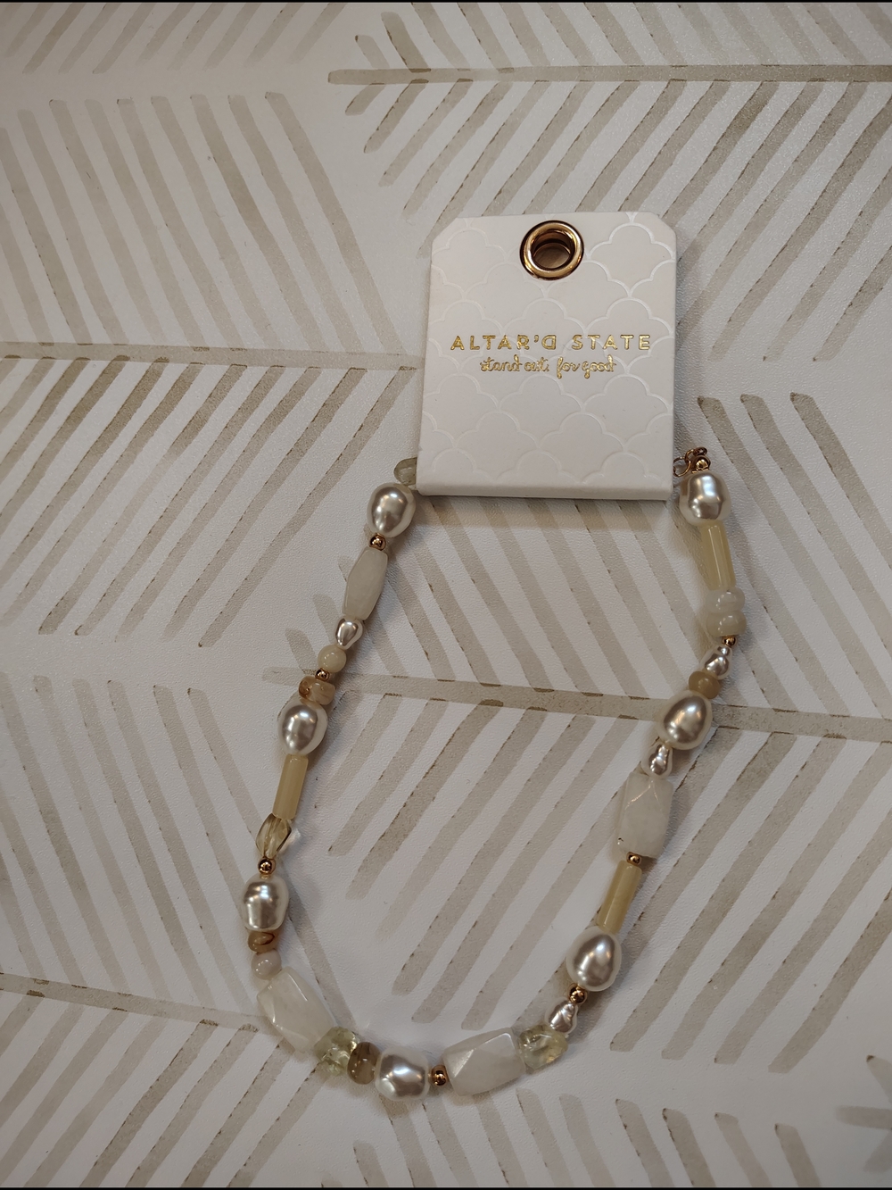 Altar'd State Pearl‎ and Cream Bead Statement Necklace
